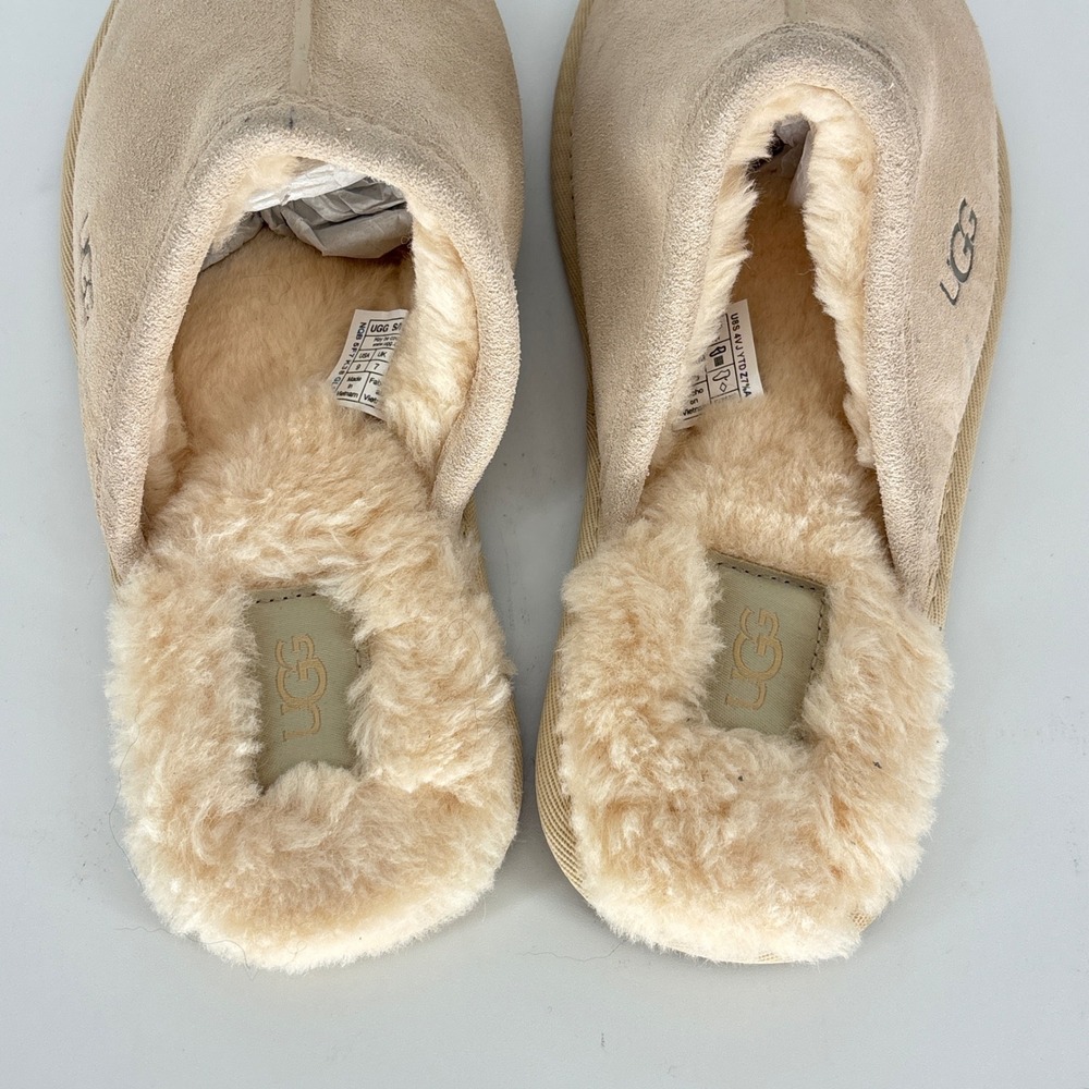 UGG Pearle UGGplush Scuff Slipper Cream Women Size 9 Faux Fur Suede Comfort Warm - Picture 10 of 13